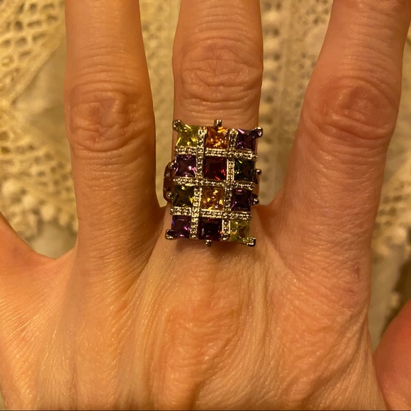 Geometric 925 Silver Statement Ring - Picture 6 of 9